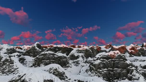 Crépuscule Montagnes de neige et ciel bleu, prise de vue aérienne — Vidéo gratuite