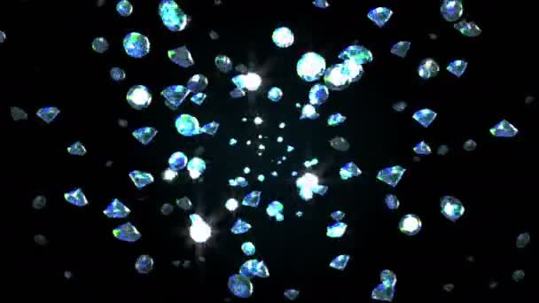Intro langzaam dalende diamanten, mooie achtergrond. naadloze lus — Stockvideo
