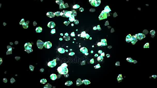 Інтро повільно падають діаманти, красивий фон. безшовна петля — стокове відео