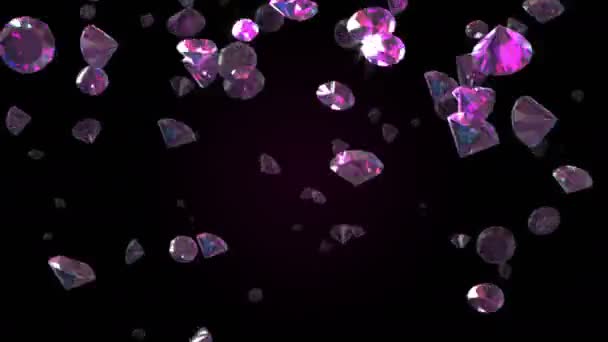 Diamantes caindo fundo bonito. Looped sem costura — Vídeo de Stock