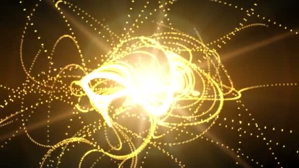Бесшовный фон движения, сияющие огни, энергетическая фигура и сверкающие частицы фейерверка — стоковое видео