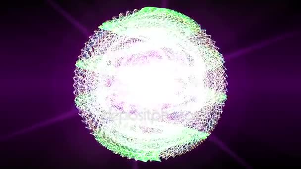Бесшовный фон движения, сияющие огни, энергетическая фигура и сверкающие частицы фейерверка — стоковое видео