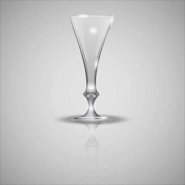 Taza de vidrio vacía en espejo Ilustración vectorial — Vector de stock
