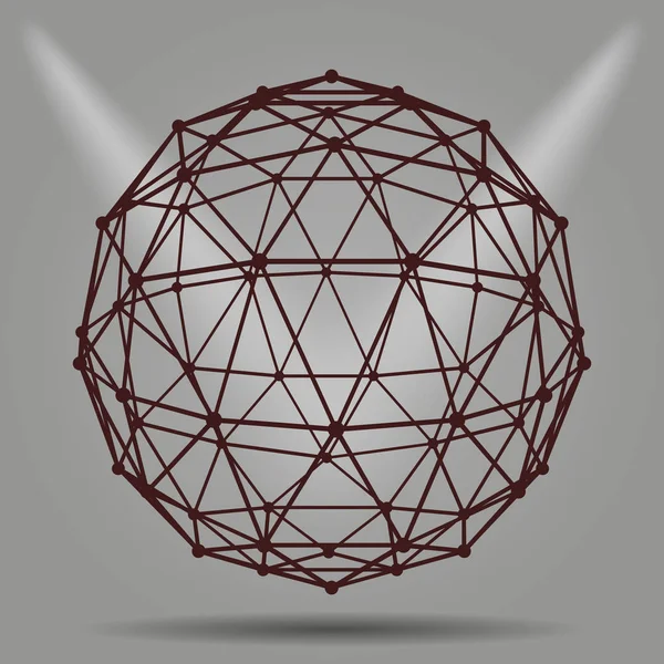 Abstraktes dimensionales Objekt mit verbundenen Linien und Punkten — Stockvektor