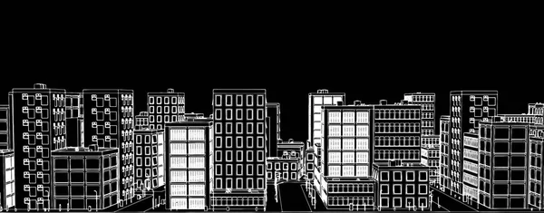 Plantilla de una ciudad blanca sobre fondo negro Vector — Archivo Imágenes Vectoriales