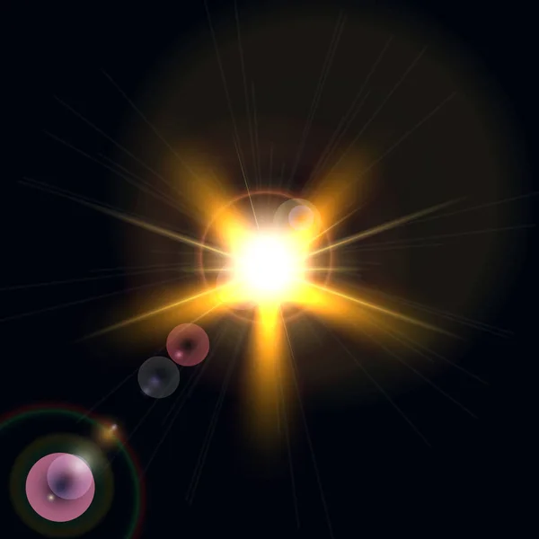 햇빛 따뜻한 노란 빛의 반짝임 벡터 — 스톡 벡터