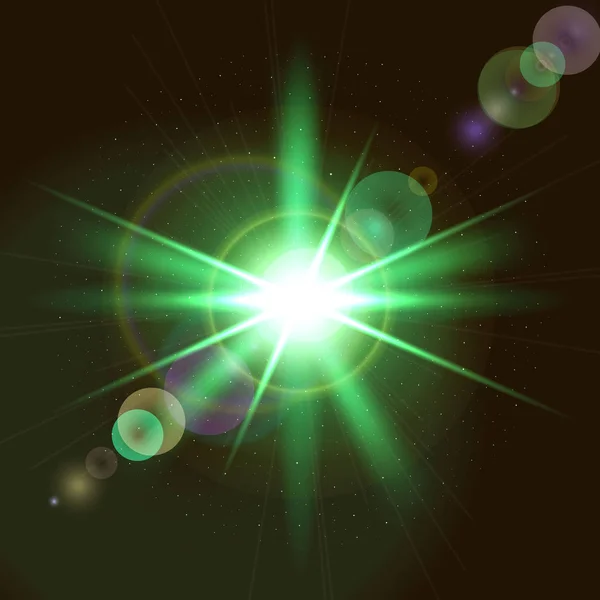 Grüner Start mit Glühpunkten Hintergrundvektor — Stockvektor