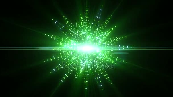 Abstrait Motion Green Star Fond avec des particules — Video