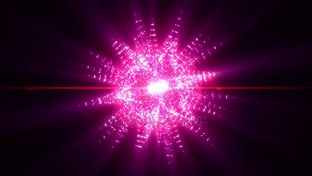 Abstrait mouvement rose étoile fond avec particules — Video