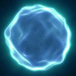 Blauwe ruis Particle bol met stralen