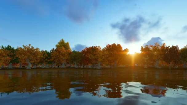 Paisagem florestal Autum 3D render — Vídeo de Stock