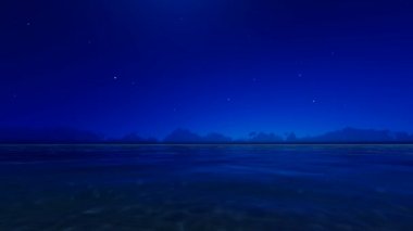 Gece mavi okyanus 3d render