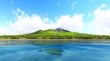 Tropikal kumlu plaj ve dalgalar hızlandırılmış