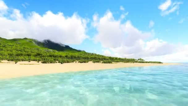 Тропический песчаный пляж и волны Time-Lapse — стоковое видео