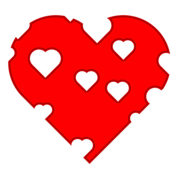 Coeur rouge avec trous Vecteur — Image vectorielle