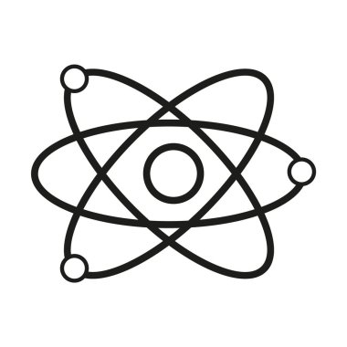 Bilim atom işareti illüstrasyon model. Vektör. Beyaz arka planda siyah simgesi