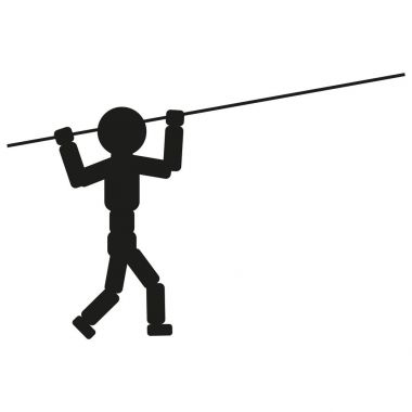 Atlet sırıkla atlama illüstrasyon işareti için ile. Vektör. Beyaz arka planda siyah simgesi.