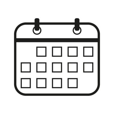 Takvim işareti illüstrasyon. Vektör. Beyaz arka planda siyah simgesi