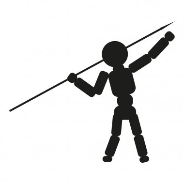 Adam makinesi mızrak işareti illüstrasyon. Vektör. Beyaz arka planda siyah simgesi.