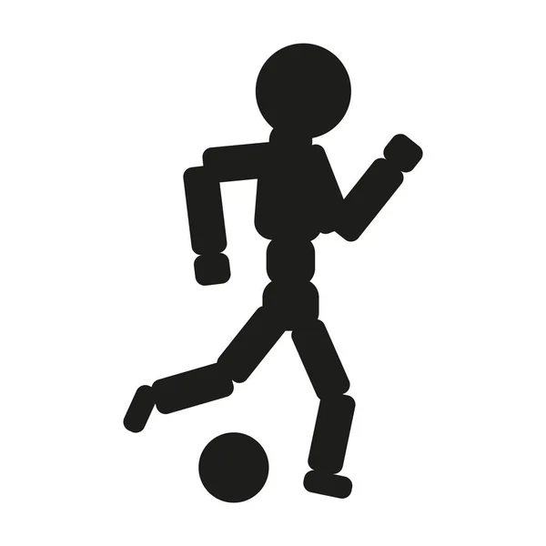 Ilustración hombre jugador de fútbol. Vector. Icono negro sobre fondo blanco — Vector de stock