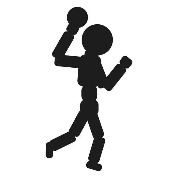 Illustration homme joueur de handball. Vecteur. Icône noire sur fond blanc — Image vectorielle