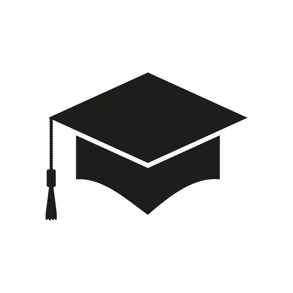 Ilustração do boné da escola da graduação. Vector. Ícone preto no fundo branco —  Vetores de Stock