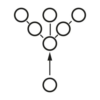 Büyük veri zincirleme reaksiyon devre siyah vektör simgesi beyaz arka plan üzerinde.