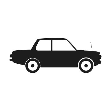 Araba siyah vektör simgesi beyaz arka plan üzerinde.