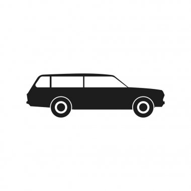 Araba siyah vektör simgesi beyaz arka plan üzerinde.