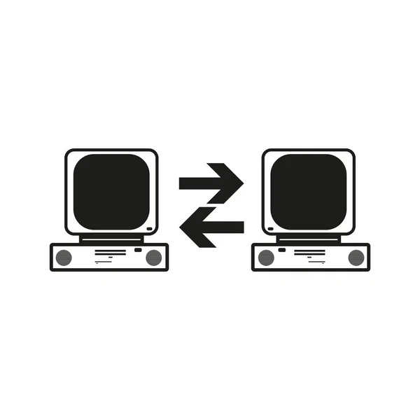 Big data Communication between two computers Vector black icon on white background. — Stock Vector
