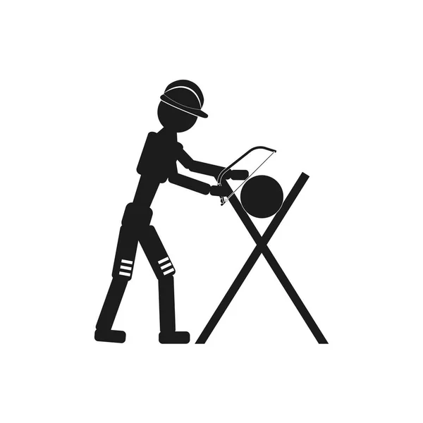 Carpintero con una sierra Vector icono negro sobre fondo blanco . — Vector de stock