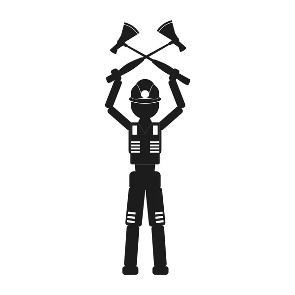 Hombre con dos ejes Vector icono negro sobre fondo blanco . — Vector de stock