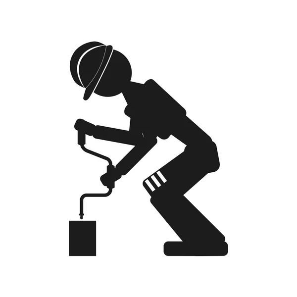 Worker drills Vector black icon on white background. — Stock Vector