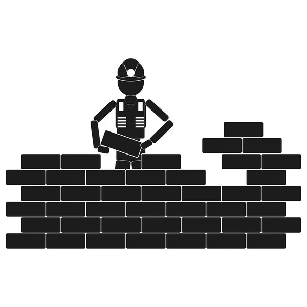 Bauarbeiter Vektor schwarzes Symbol auf weißem Hintergrund. — Stockvektor
