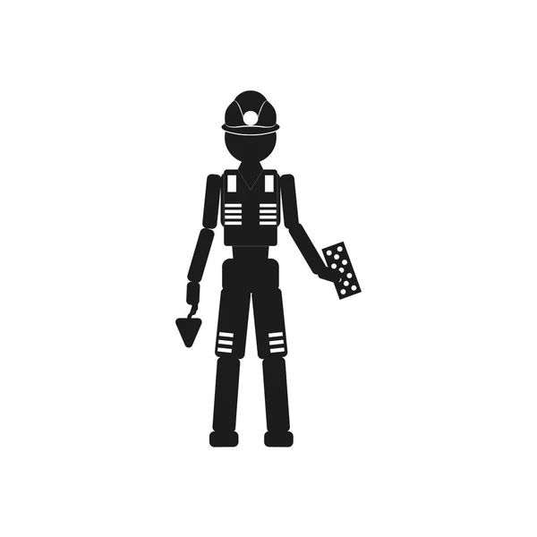 Constructor con un icono de ladrillo Vector negro sobre fondo blanco . — Vector de stock