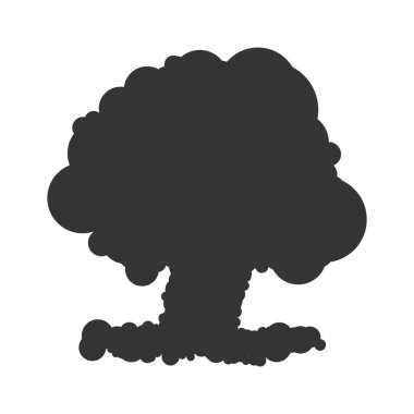 Nükleer patlama işaret illüstrasyon. Vektör. Beyaz arka planda siyah simgesi.