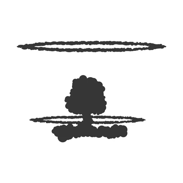 Απεικόνιση σημείου πυρηνική έκρηξη. Διάνυσμα. Μαύρη εικόνα σε άσπρο φόντο. — Διανυσματικό Αρχείο