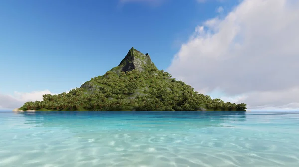 Ilha selvagem Blue Paradise 3D renderizar . — Fotografia de Stock