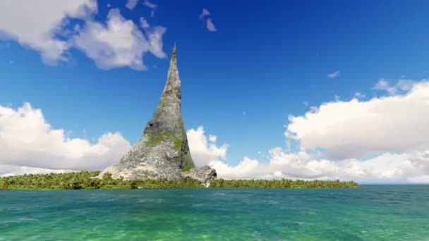Hoogtepunt van een rotsachtige berg op een tropisch eiland zee time-lapse — Stockvideo