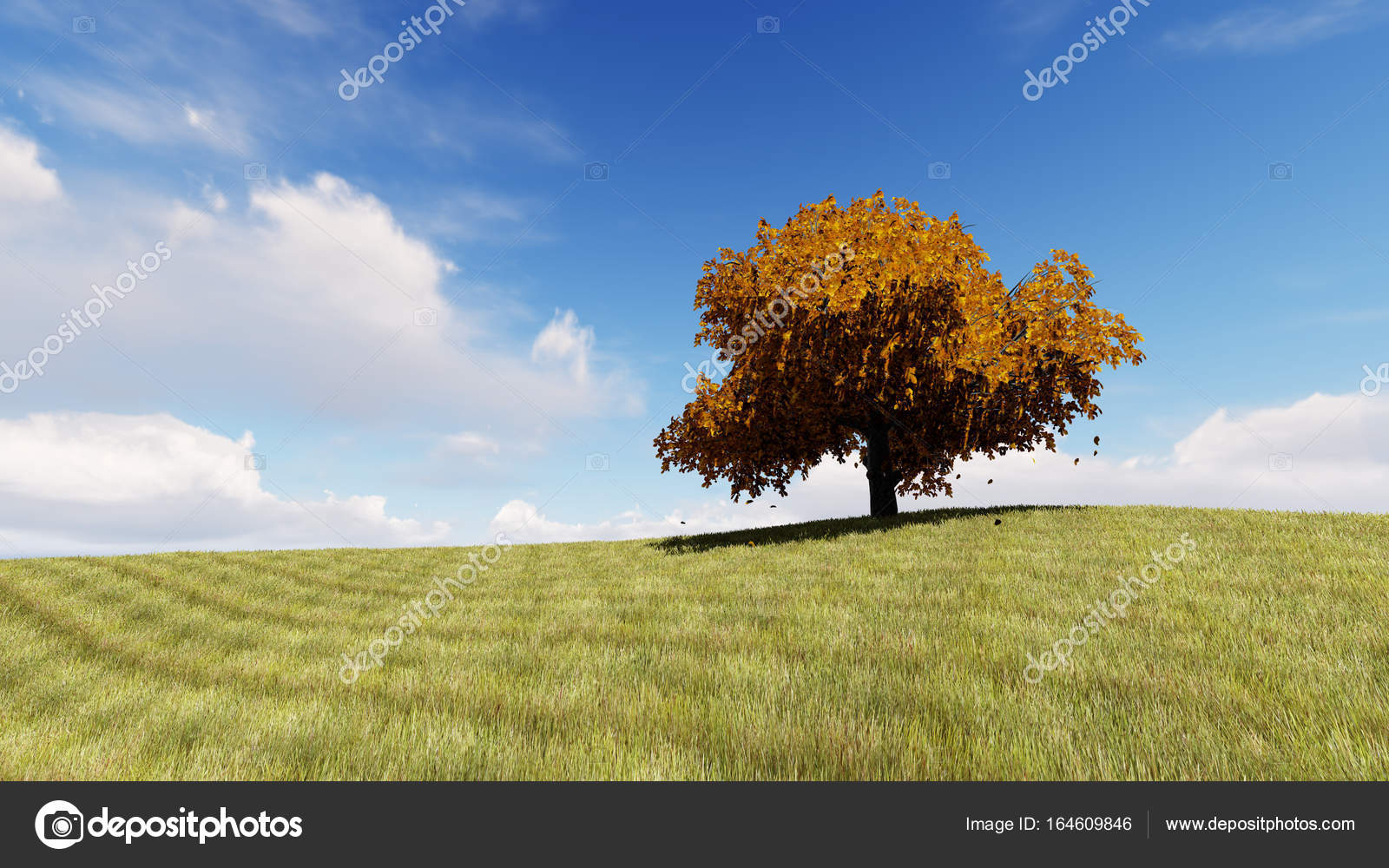 Herfst zingen boom 3d render — Stockfoto