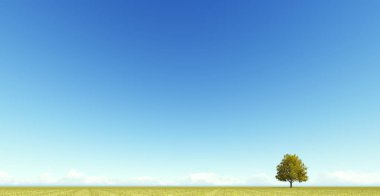 Bir çayır 3d render başıdır sonbahar ağacı