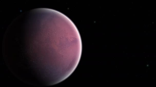 Посадка на планету Марс в звездах — стоковое видео