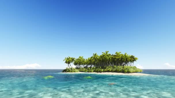 Isla tropical y cielo despejado — Vídeo de stock
