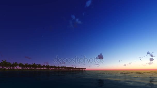 Isla tropical nocturna con cielo azul . — Vídeos de Stock