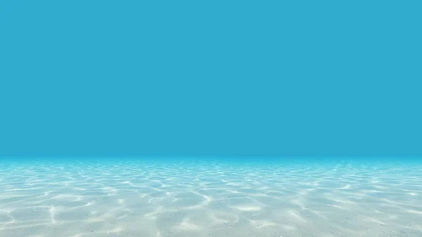 Pod modrým čistým mořem. Dno oceánu. 3D vykreslování. — Stock fotografie