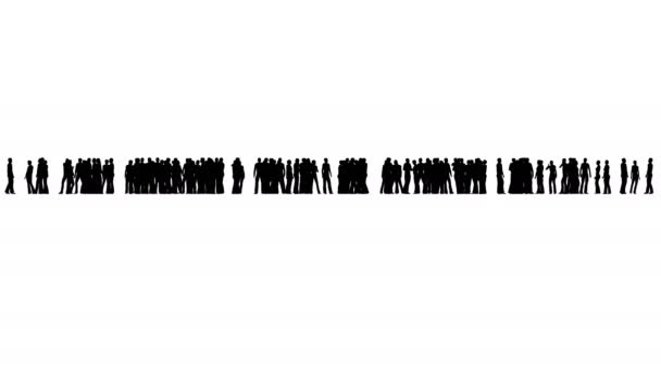 Silhouette von Menschen, die stehen und warten und reden — Stockvideo