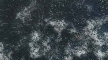 Gece yağmur ile fırtınalı denizde