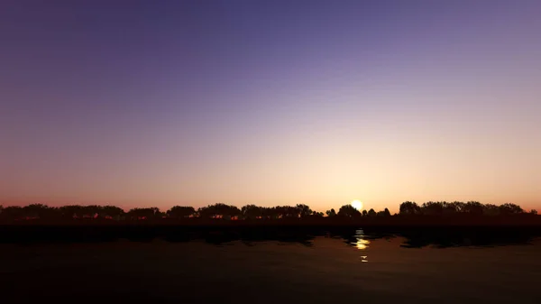 Sunset bulvarında nehir 3d render — Stok fotoğraf