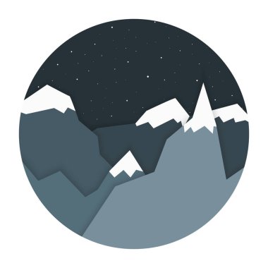Tasarım vektör gece manzara dağlar düz
