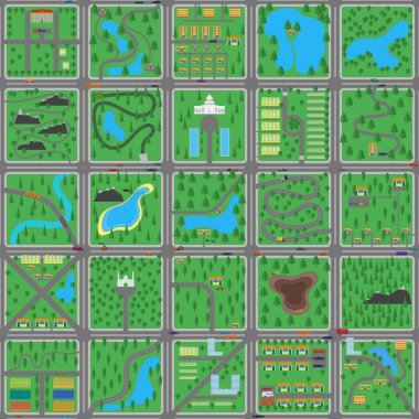 Oyun için büyük yeşil düz şehir